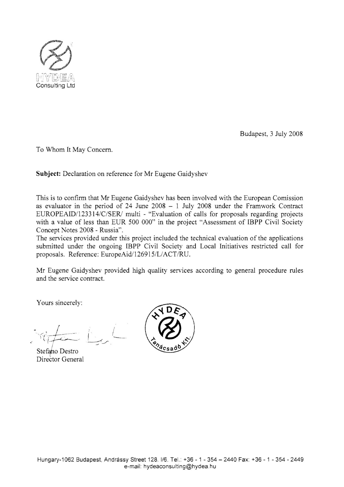 Short-term assignment for GTZ
